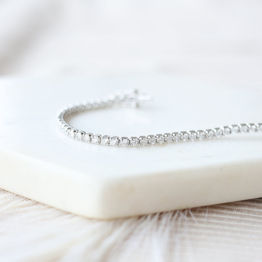 3.00 Carat Total Weight Tennis Bracelet (Sterling Silver)