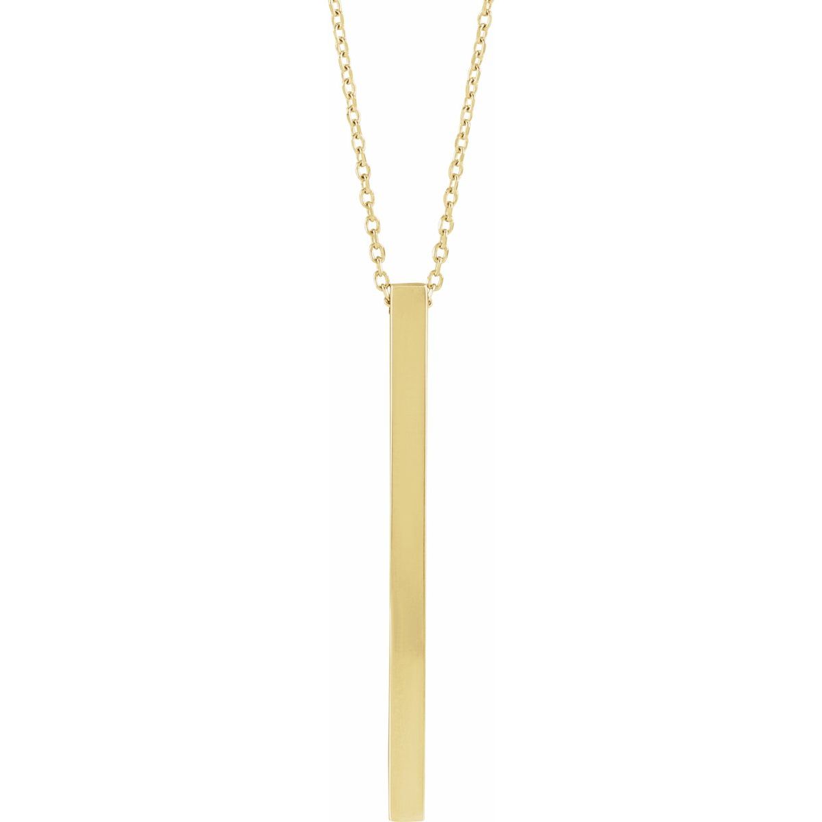Four-Sided Bar Necklace — Bar Size 35 x 2.5 mm, 14k Yellow Gold