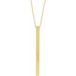 Four-Sided Bar Necklace — Bar Size 35 x 2.5 mm, 14k Yellow Gold