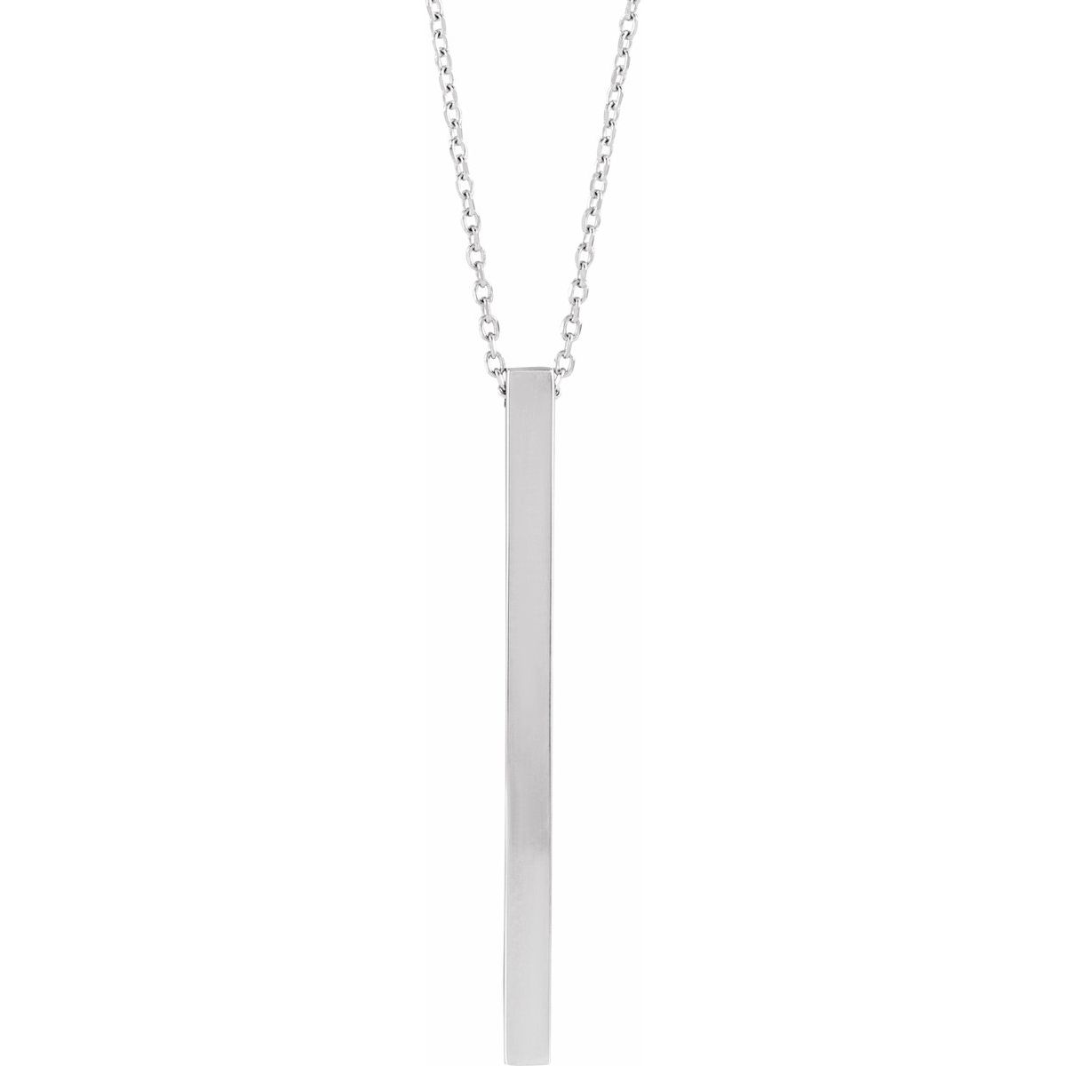Four-Sided Bar Necklace — Bar Size 35 x 2.5 mm, 14k White Gold