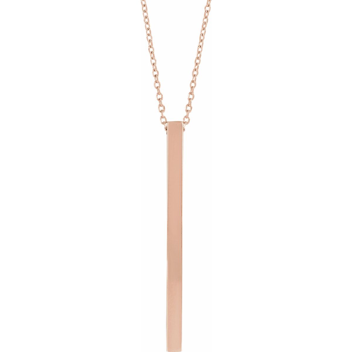 Four-Sided Bar Necklace — Bar Size 35 x 2.5 mm, 14k Rose Gold