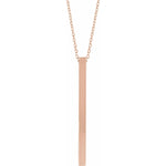 Four-Sided Bar Necklace — Bar Size 35 x 2.5 mm, 14k Rose Gold