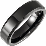 Black Ceramic Beveled-Edge Comfort-Fit Band