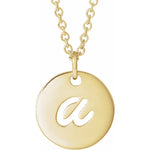 Script Initial Necklace — Initial A, 14k Yellow Gold