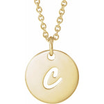 Script Initial Necklace — Initial C, 14k Yellow Gold