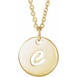 Script Initial Necklace — Initial E, 14k Yellow Gold