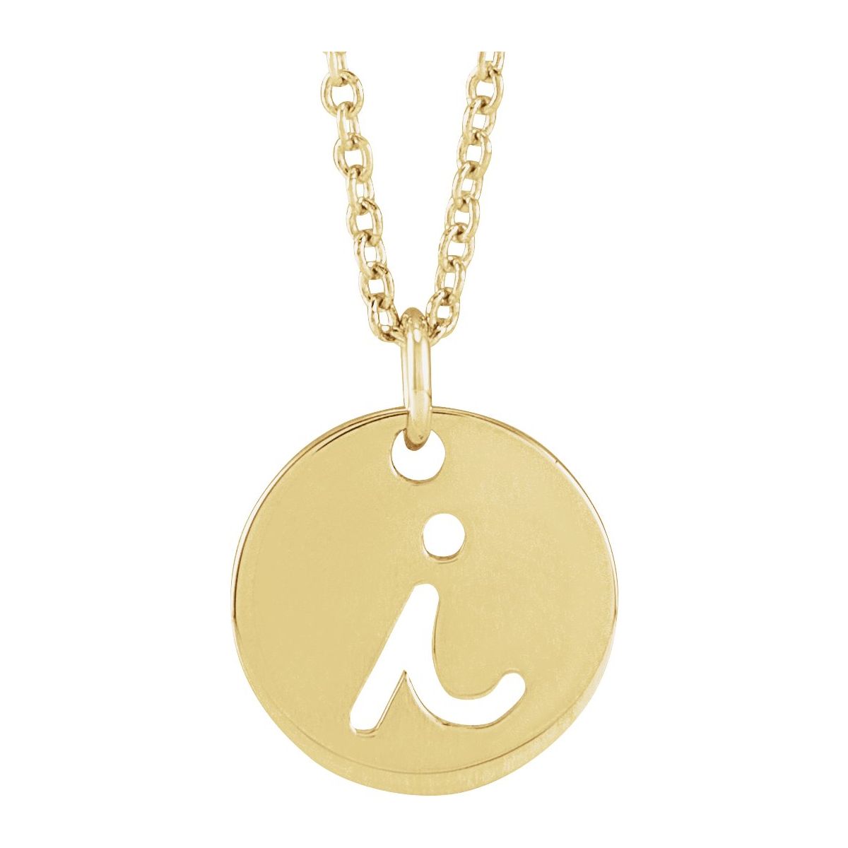 Script Initial Necklace — Initial I, 14k Yellow Gold