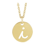 Script Initial Necklace — Initial I, 14k Yellow Gold