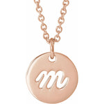 Script Initial Necklace — Initial M, 14k Rose Gold