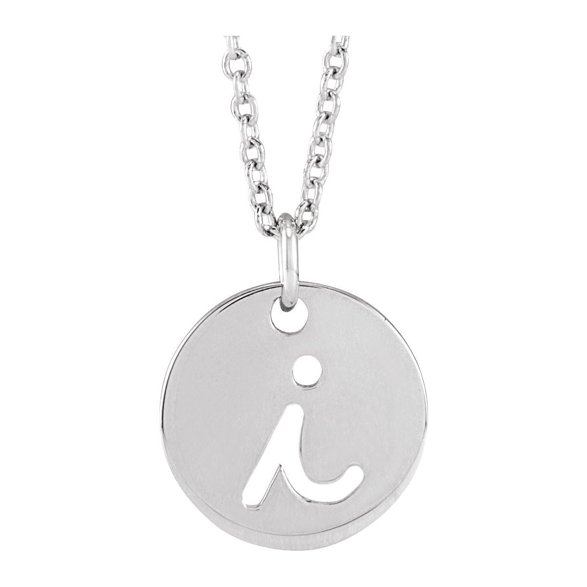 Script Initial Necklace — Initial I, 14k White Gold