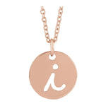 Script Initial Necklace — Initial I, 14k Rose Gold