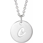 Script Initial Necklace — Initial C, 14k White Gold