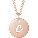 Script Initial Necklace — Initial C, 14k Rose Gold