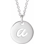 Script Initial Necklace — Initial A, 14k White Gold