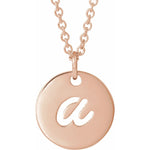 Script Initial Necklace — Initial A, 14k Rose Gold