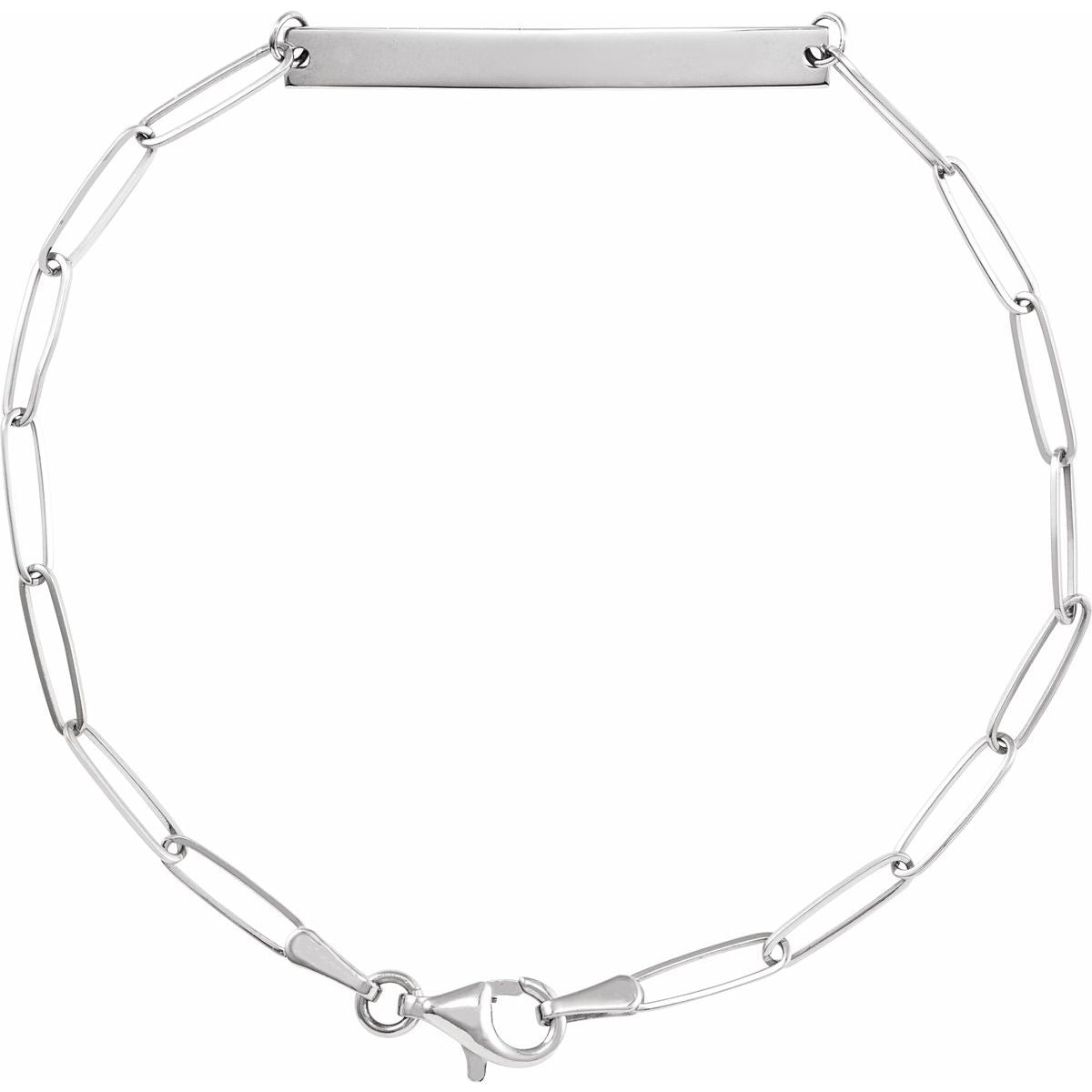 Engraved Bar Bracelet — Size , 14k White Gold