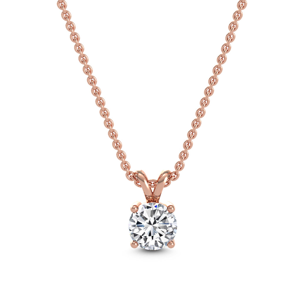 Round Natural Diamond Solitaire Necklace