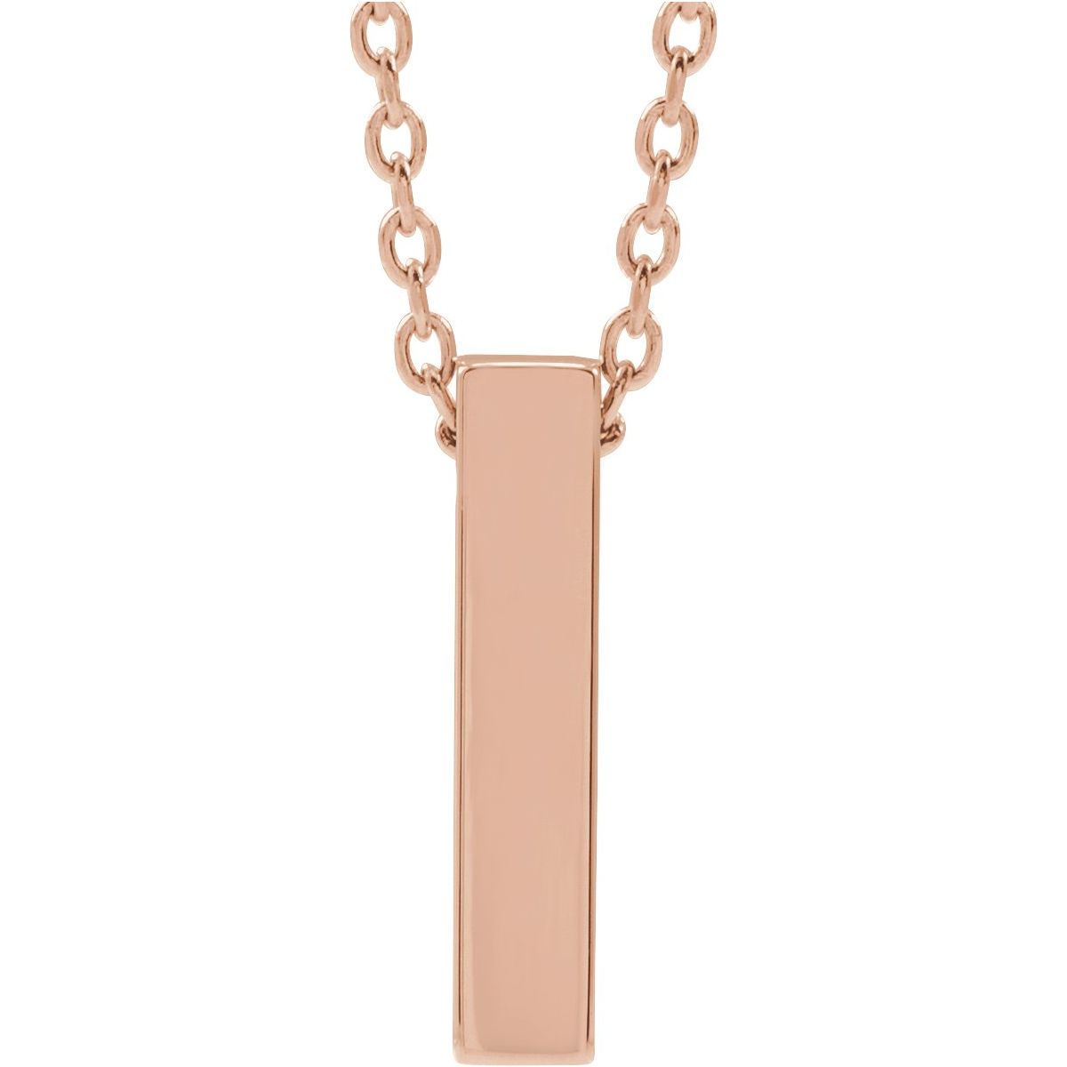 Four-Sided Bar Necklace — Bar Size 12 x 2.5 mm, 14k Rose Gold