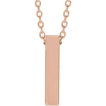 Four-Sided Bar Necklace — Bar Size 12 x 2.5 mm, 14k Rose Gold