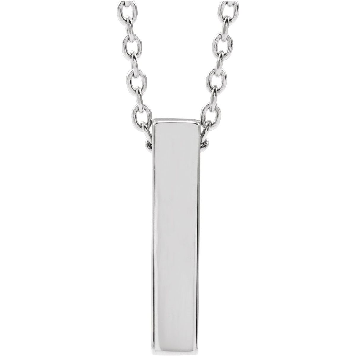 Four-Sided Bar Necklace — Bar Size 12 x 2.5 mm, 14k White Gold