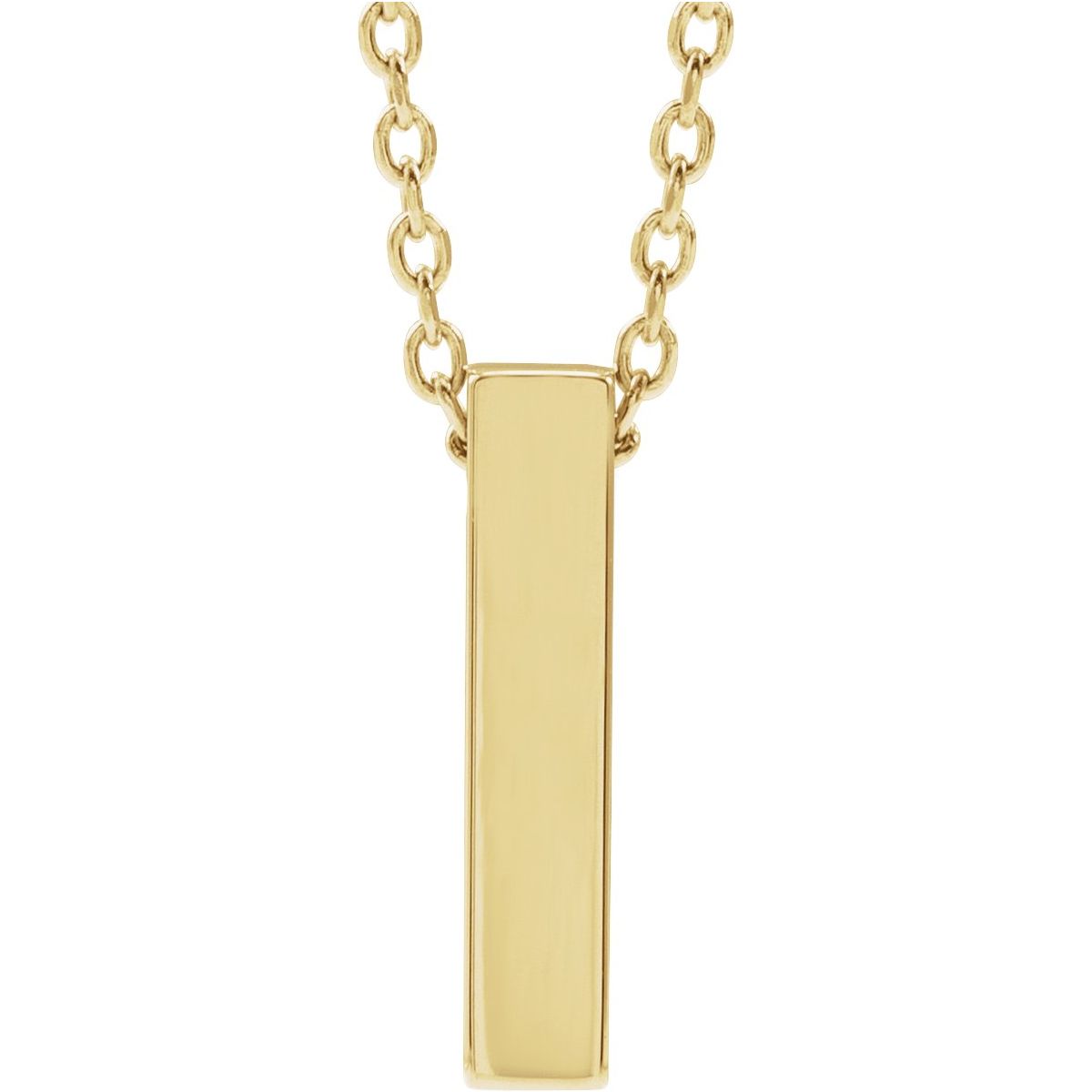 Four-Sided Bar Necklace — Bar Size 12 x 2.5 mm, 14k Yellow Gold