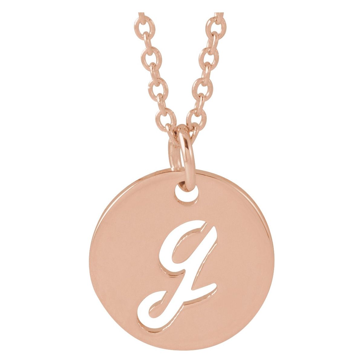 Script Initial Necklace — Initial G, 14k Rose Gold
