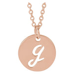Script Initial Necklace — Initial G, 14k Rose Gold