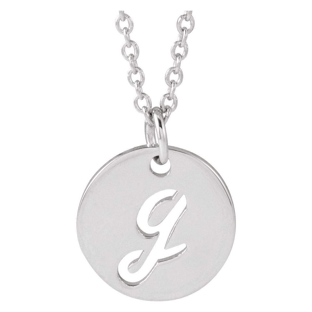Script Initial Necklace — Initial G, 14k White Gold