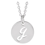 Script Initial Necklace — Initial G, 14k White Gold