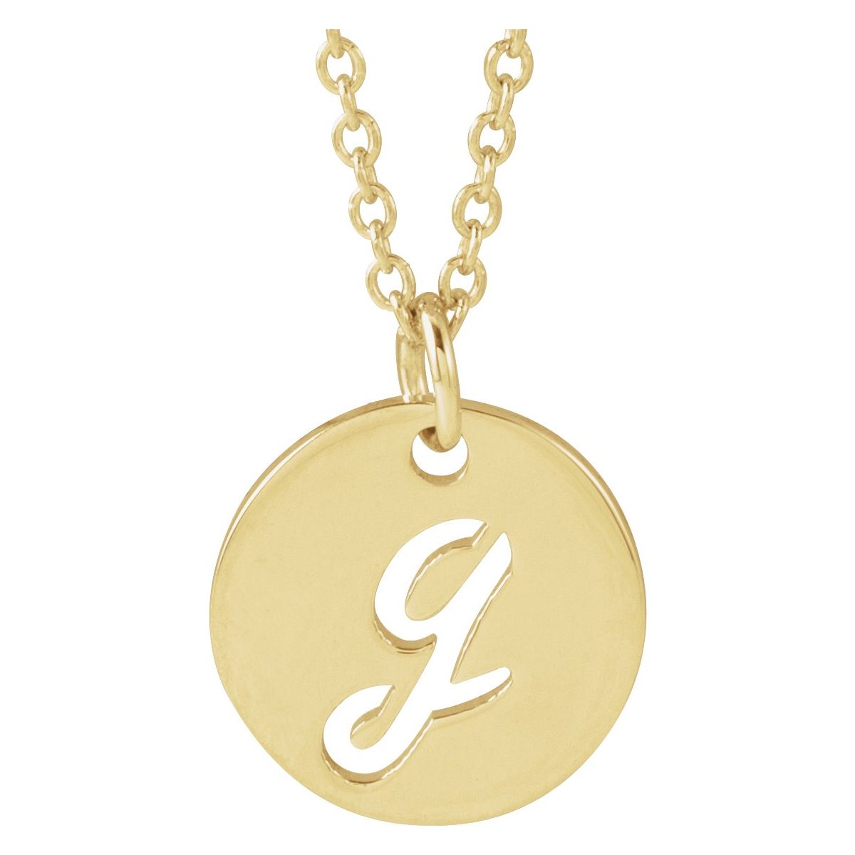 Script Initial Necklace — Initial G, 14k Yellow Gold