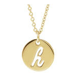 Script Initial Necklace — Initial H, 14k Yellow Gold