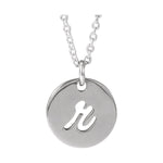 Script Initial Necklace — Initial R, 14k White Gold