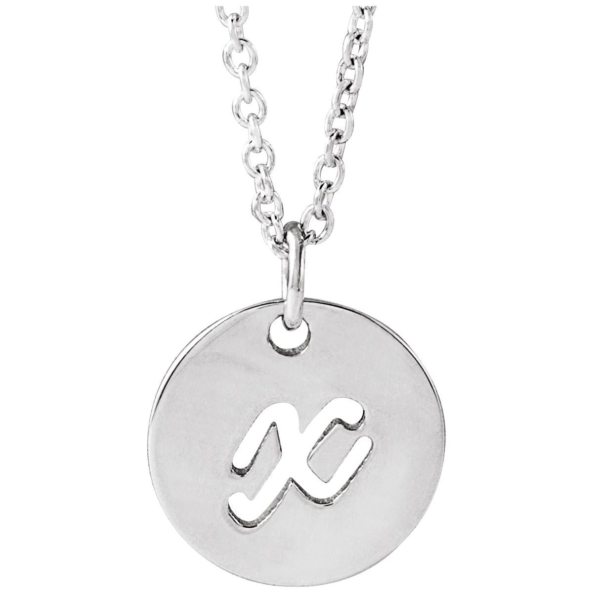 Script Initial Necklace — Initial X, 14k White Gold