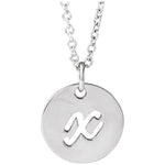 Script Initial Necklace — Initial X, 14k White Gold