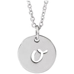 Script Initial Necklace — Initial O, 14k White Gold