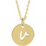 Script Initial Necklace — Initial V, 14k Yellow Gold