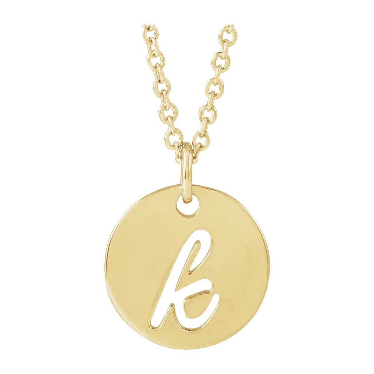 Script Initial Necklace — Initial K, 14k Yellow Gold