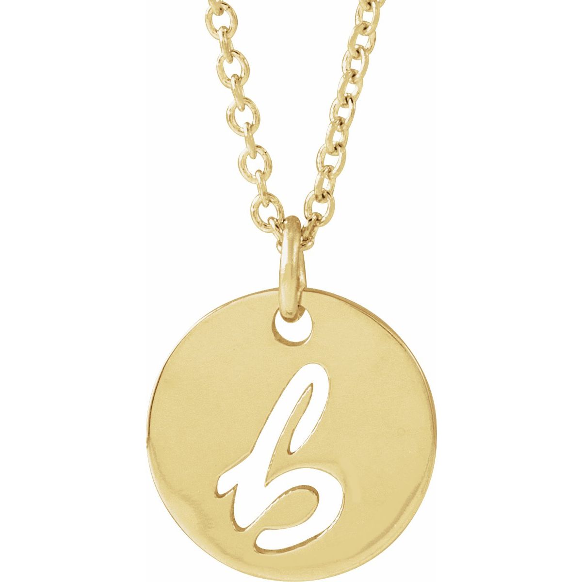 Script Initial Necklace — Initial B, 14k Yellow Gold