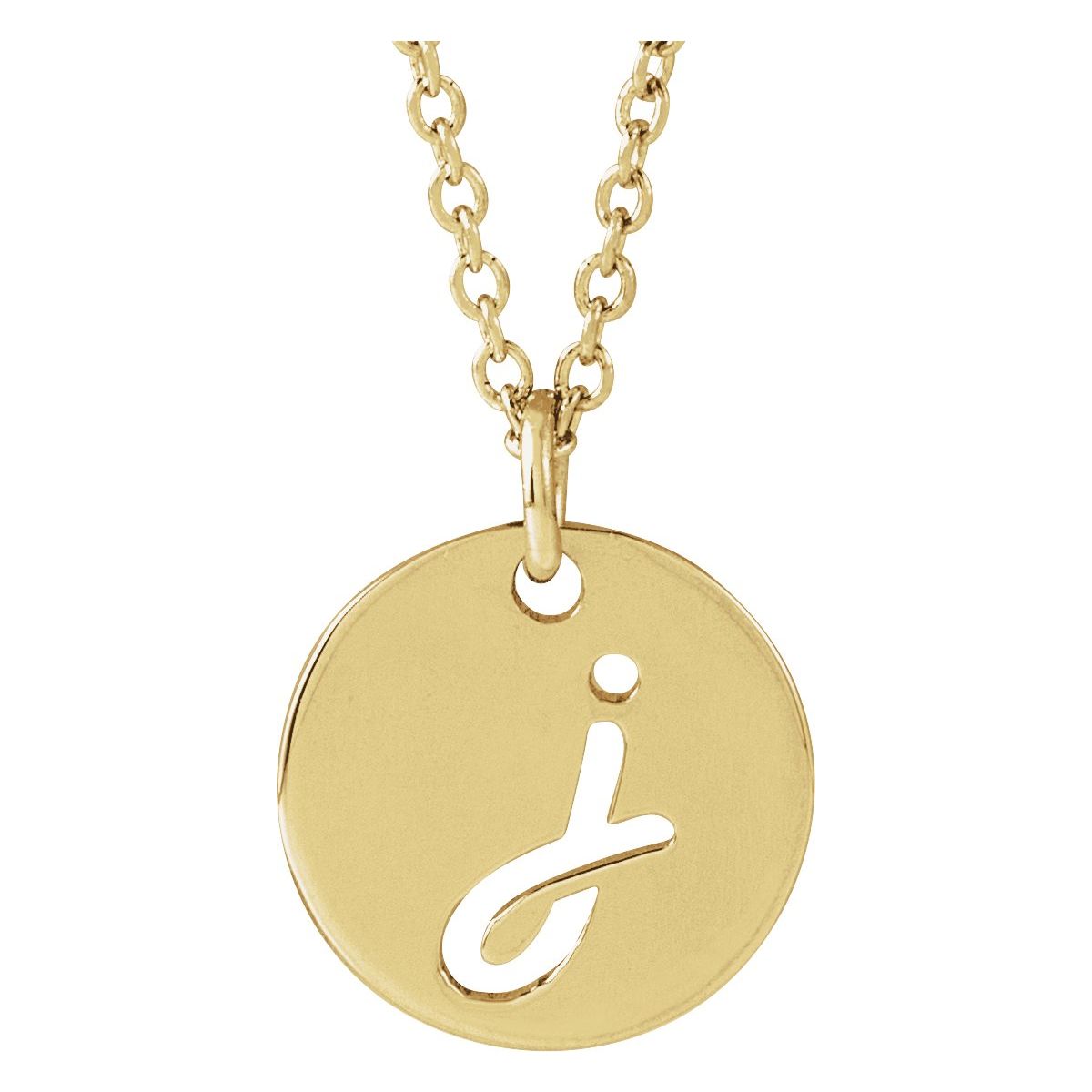 Script Initial Necklace — Initial J, 14k Yellow Gold