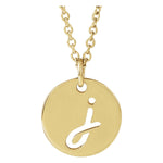 Script Initial Necklace — Initial J, 14k Yellow Gold