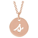 Script Initial Necklace — Initial S, 14k Rose Gold
