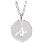 Script Initial Necklace — Initial S, 14k White Gold