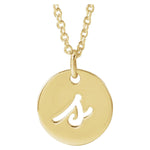 Script Initial Necklace — Initial S, 14k Yellow Gold
