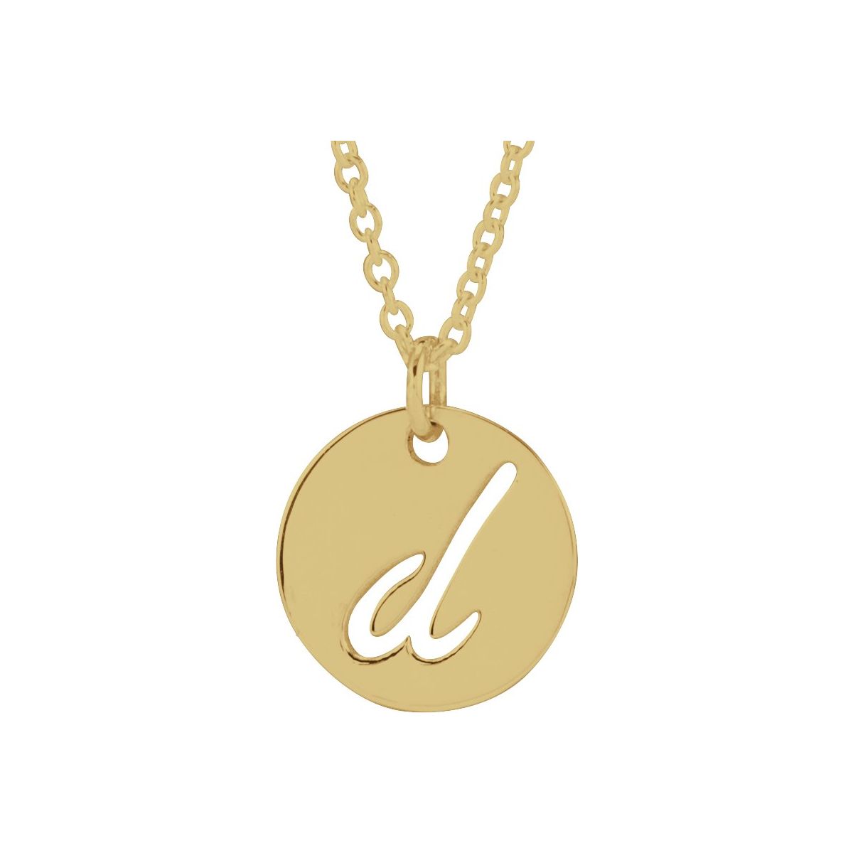 Script Initial Necklace — Initial D, 14k Yellow Gold