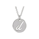 Script Initial Necklace — Initial D, 14k White Gold