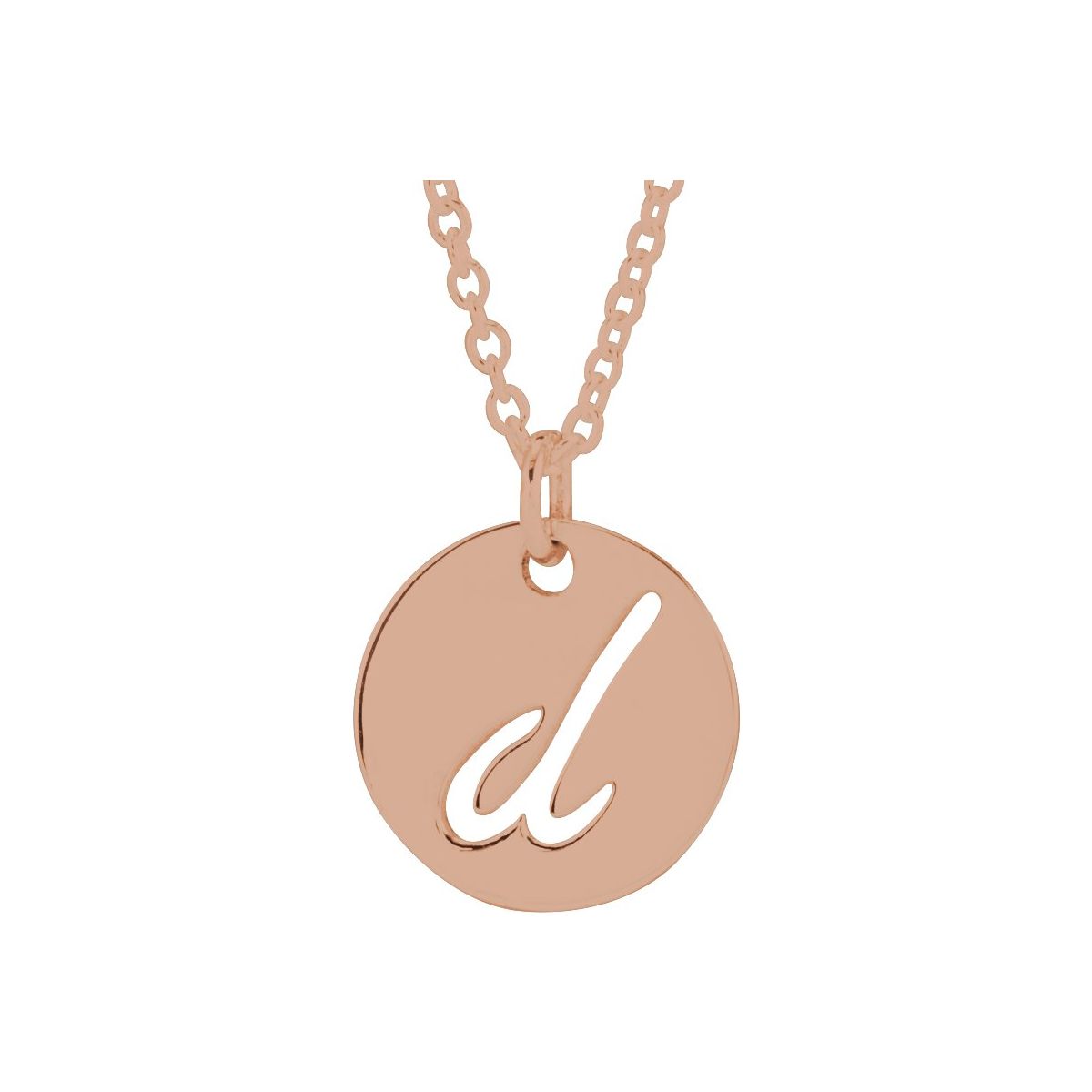 Script Initial Necklace — Initial D, 14k Rose Gold