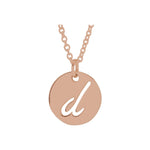 Script Initial Necklace — Initial D, 14k Rose Gold