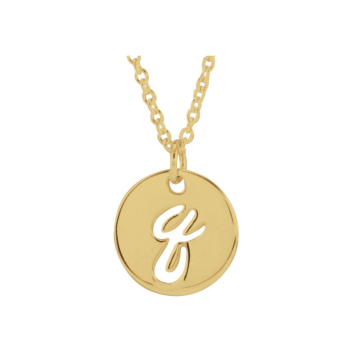 Script Initial Necklace — Initial Q, 14k Yellow Gold