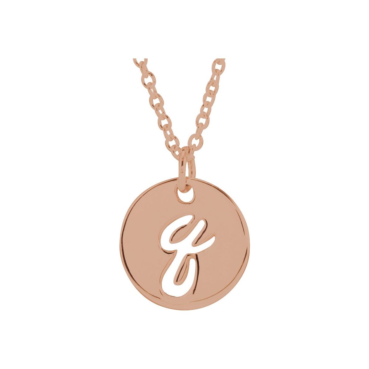 Script Initial Necklace — Initial Q, 14k Rose Gold