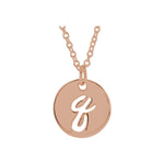 Script Initial Necklace — Initial Q, 14k Rose Gold